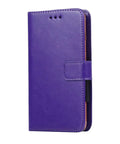 Premium Purple Leather Shell Case Cover For Danew Trace T-One 5.5 Inch Phone, side view showcasing snap on design.