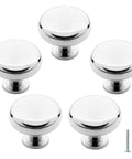 5 Pack Polished Chrome Cabinet Knobs, Round Drawer Handles For Kitchen Cabinets, Doors, Bathroom Vanities, Closets, with screws