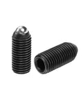 Pack Of Two Heavy Duty Hex Socket Ball Plungers M16 X 35mm high carbon steel positioning pins against a white background.
