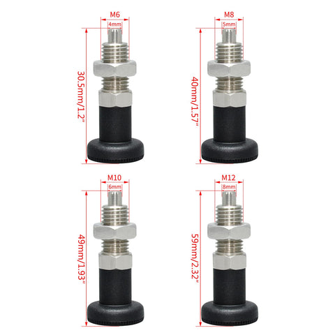 Nose Spring Plunger Set In Four Sizes With Self Locking Knob And Spring Return Indexing For Precision Tooling Pro Grade Heavy Duty