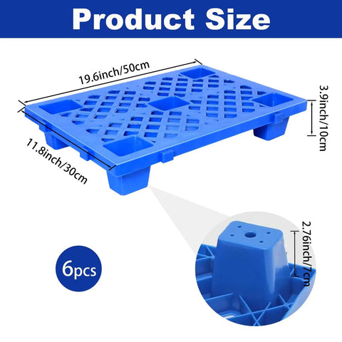 Six Pack Blue Plastic Pallets With Hollow Grid Surface For Ventilated Moisture Proof Storage Lightweight Built To Last