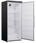 Top Shelf Commercial Workhorse Refrigerator With Heavy Duty Stainless Exterior And No Sweat Temperature Control For Busy Cafes Restaurants And Catering Services, open door view.