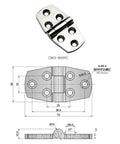 Front view of Amazon SK2-8059 stainless steel 180° cabinet hinge, solid cast, 1 piece