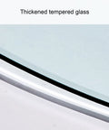 Close-up of 8mm thick tempered glass edge from the Tempered Glass Lazy Susan Turntable Round Clear Dining Tray For Banquets, Restaurants, Kitchens, And Dining Rooms 100cm Diameter, Big Circular Tabletop Organizer For Easy Passing, Party Ready Dining, And Quick Serving.
