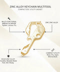 Compact Keychain Multitool For Quick On-The-Go Adjustments And Everyday Carry Organization, Handy EDC Gadget in zinc alloy with gold finish