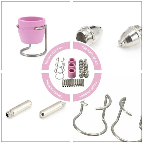 Heavy Duty Plasma Kit Torch Cutter Consumables Nozzles Cutting Tips for Reliable Welding Work with assorted tips and fittings.