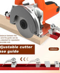 Professional Grade Circular Saw Guide Rail Adjustable Aluminum Fence Track Featuring Dual Lock Handles For Straight Shooting Cuts And Zero Slop For Reliable Carpentry Tasks on wood with adjustable cutter base.