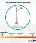 Polished Gold Exposed Shower Faucet System with 8 Inch Rainfall Shower Head and Handheld Spray Wall Mount Fixture