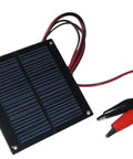 Dope Mini 0.5W 5V Solar Panel Module For DIY Projects with polysilicon epoxy cell and blocking diode, wires with alligator clips visible