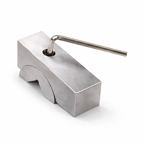 Front view of stainless steel adjustable angle V-block milling gauge with L-shaped hex wrench