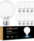 8 Pack LED Vanity Light Bulbs For Bathroom 4000K Natural Daylight E26 Base 60W Incandescent Equivalent 5W Round Bulbs For Vanity Mirror 500 Lumens Non Dimmable shown with packaging