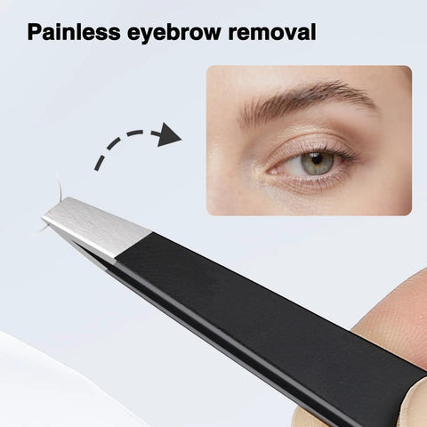 4-Piece Pro Tweezers Set For Brows, Facial Hair, Splinters And Ingrown Hairs With Precision Tips, Stainless Steel, easy eyebrow removal