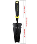 Heavy Duty Stainless Steel Garden Shovel With Serrated Edge For Digging And Transplanting Do It All V Shaped Tip For Easy Roots Work All Purpose Hand Shovel For Garden Beds Durable 53HRC Martensitic Steel Yellow blade