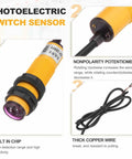 E3F-DS30C4 Photoelectric Sensor for Industrial Automation with M18 housing and thick copper wire, yellow body