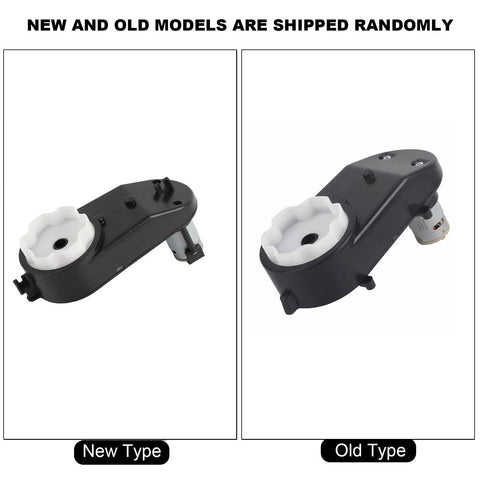 RS390 Electric Motor Gearbox 12V High Torque DC Speed Drive Replacement showing new and old models comparison for ride-on cars