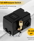 Four Port Air Compressor Pressure Switch For Pros And DIYs, Wide 95 To 125 PSI Range, featuring NPT Quarter Inch Female Connection