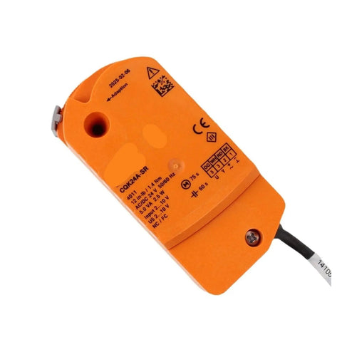 Heavy Duty Rotary Actuator Engineered To Replace Cqk24a Sr And Cqk230a Models on orange housing, showing details for HVAC use.