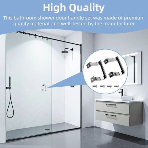 Genuine Grade Chrome Shower Door Handle Replacement Set For Sliding And Swinging Doors M 6158 Diecast Bathroom Hardware Pull displayed in modern bath.