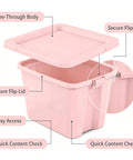 Sick Space Saver Pink Plastic Storage Bin Knocking Clutter Out With 18 Gallon Stackable Tote See-Through Body and Secure Flip Lid
