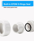 1 Inch PVC Union Coupling Pipe Fitting Socket To Socket Schedule 40 Slip Union Adapter With EPDM O Ring White