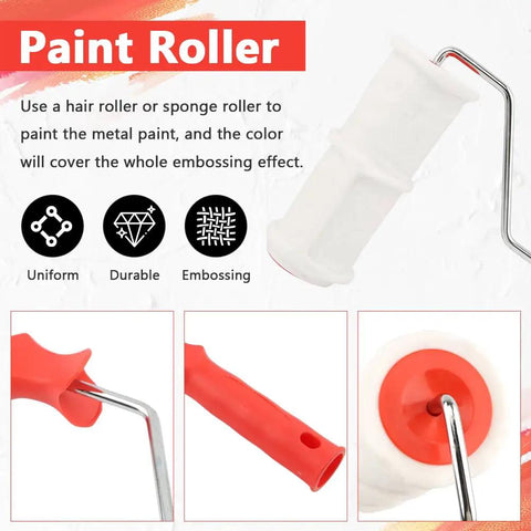 8 Inch Brick Pattern Embossing Paint Roller For Wall Decor DIY Easy Home Art Rubber Handle Embossing Cylinder For Creating Realistic Brick Wall Texture With Smooth Paint Finish