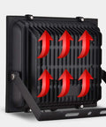 JUDYSSY Creative Ip67 Waterproof 108 LEDs 60W Solar Security Lights 15000Mah & 3 Modes showing heat dissipation design on the back panel.