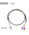 Coiled 2 Pack J Type Thermocouple Temperature Sensor Probes With M6 Thread, 5ft Lead, 0 to 750C (32 to 1382F) Range, Industry Grade