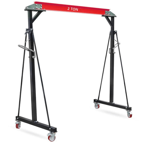 Heavy Duty Adjustable Shop Crane Lift Hoist With 8 To 12 Feet Height 4400 Lbs Capacity Triangular Base for safe lifting in warehouse