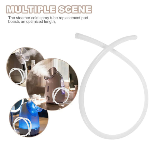 Silicone Steamer Tube 39 Inch Heat Resistant Steam Hose displayed with steamer for home sauna use