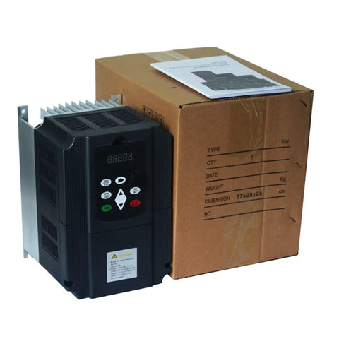 Beefy 380V 11kW VFD Solar Variable Frequency Drive Inverter DC To AC For Submersible Deep Well Pumps And Motors Off Grid Ready High Efficiency Pump Controller Industrial Grade Reliable Performance For Solar Systems And Deep Well Water Supply, black unit with box