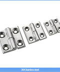 Five 304 stainless steel detachable hinges with screw holes for heavy-duty industrial equipment; angled view