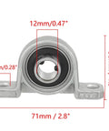 Two Pack KP001 12mm Bore Zinc Alloy Inner Ball Mounted Pillow Block Insert Bearing Self Aligning Two Bolt Flange Block With Setscrew Locking Collar For Easy Installation And Durable Support 12mm bore pillow block bearing