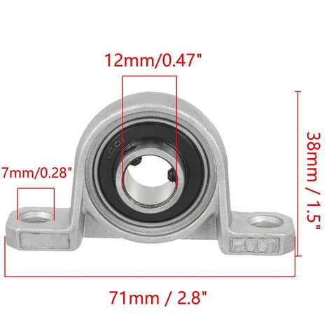Two Pack KP001 12mm Bore Zinc Alloy Inner Ball Mounted Pillow Block Insert Bearing Self Aligning Two Bolt Flange Block With Setscrew Locking Collar For Easy Installation And Durable Support 12mm bore pillow block bearing