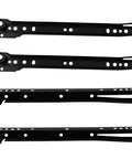 Top Shelf Black Cold Rolled Steel Bottom Mount Drawer Slides 4 Pack featuring smooth gliding action from a top view.