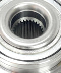 Close-up of Beefy Front Wheel Bearing Hub Assembly 5 Lug With ABS Fits 2006 2010 Ford Explorer, 2007 2010 Explorer Sport Trac, 2006 2010 Mercury Mountaineer Replaces Worn Hubs And Cuts Noise For A Smooth Quiet Ride