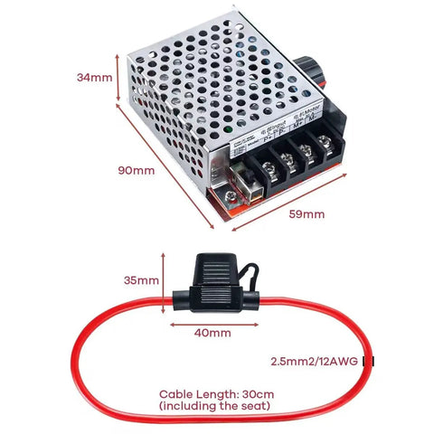 DC Motor Speed Controller PWM 7 To 70V 30A With 30A Fuse Run Stop Brake Switch Wide Voltage Power Controller For 12V 24V 36V 48V Rigs And DIY Projects