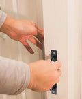 Sliding Barn Door Pull Handles Set In Black Aluminum 128mm Hole Spacing Easy Install on a wooden door