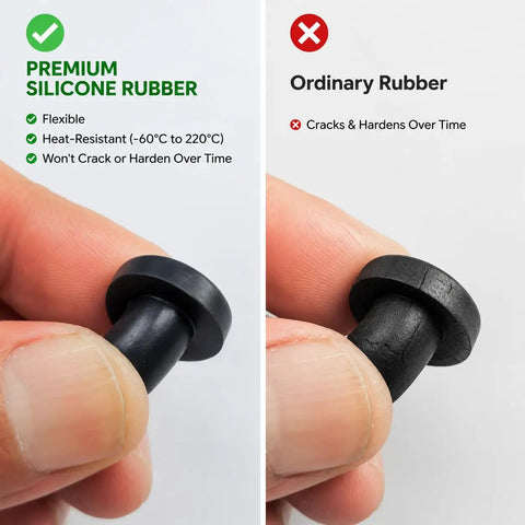 Super Cool 104 Piece Silicone Rubber Hole Plug Kit With 9 Sizes T-Type Black Waterproof Caps For Pipes Tubes And Electrical Wiring Heat Resistant Flexible Reusable Sealing Tools Perfect For Home Gigs And DIY Projects premium silicone vs ordinary rubber