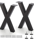 Heavy Duty 16 Inch Metal Bench Leg Set In Black For Tables Desks And Chairs, Solid Iron Triangle Design, 2 Pack with mounting hardware