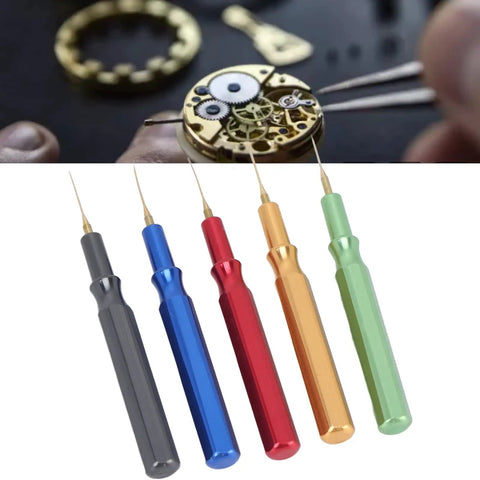 Five Piece Watch Lubricant Oiler Set With Fine Tip Oil Pin Pen For Delicate Gears Crafted From Steel Handy Repair Tool Kit