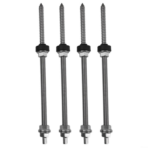 M10 Hanger Bolts Kit With EPDM Seal For A2 Stainless Locking Nut And Adapter For Solar Panel Roof Mounting System Silver 250mm Length 4 Pack