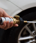 Heavy Duty Brass Jet Nozzle With Shut Off Valve For High Pressure Outdoor Cleaning Two Pack in use on car tire