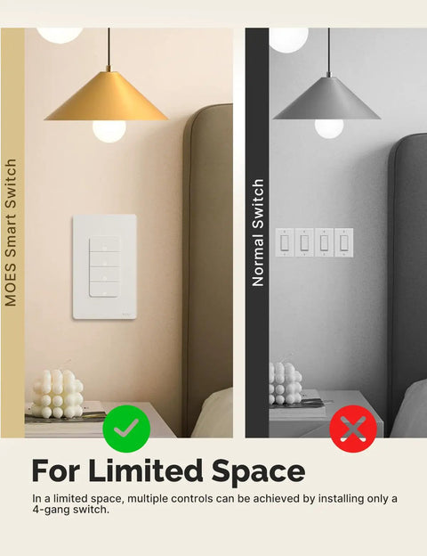 3 Way Smart Light Switch 2.4GHz WiFi That Plays Nice With Alexa And Google Home Neutral Wire Required White Finish beside lamp