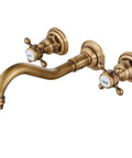 Widespread Bathroom Sink Faucet Wall Mount With Three Holes And Double Handles Solid Brass Lavatory Basin Mixer Tap Antique Brass Finish