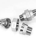 Rock Solid 304 Stainless Steel Coupling Union Pipe Connector Featuring Female To Female Threads For No Sweat Plumbing Jobs And Serious Corrosion Defense, showcasing multiple connectors.