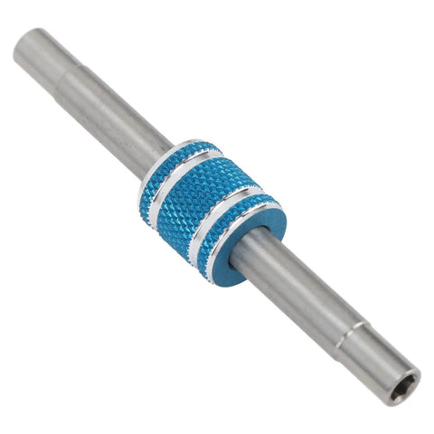 Precision Dual Socket Hex Wrench 4MM Plus 4.5MM For RC Car Mods in blue aluminum with textured grip for easy adjustments.