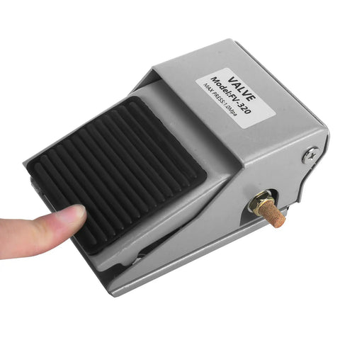 Foot Pedal Pneumatic Valve Pro Grade 3 Way 2 Position Momentary Rubber Nonslip Surface One Quarter Inch PT Threaded 6mm Fittings