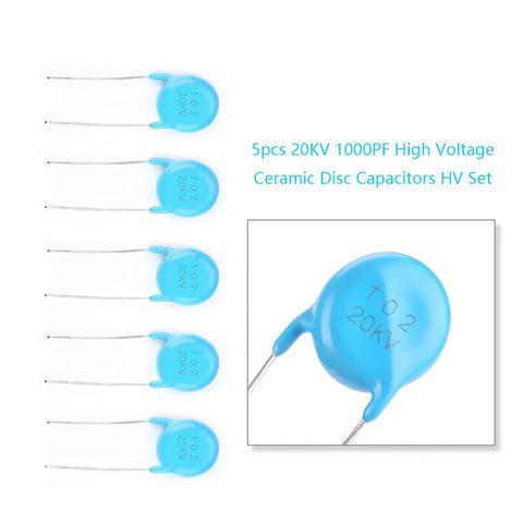 High Voltage Ceramic Disc Capacitors Set 20 Kv 1000 Pf Pro Grade HV Cap Kit For Uhf Instruments X Ray Machines And Electrostatic Generators Five Pieces Ships Worldwide, 5 blue ceramic disc capacitors