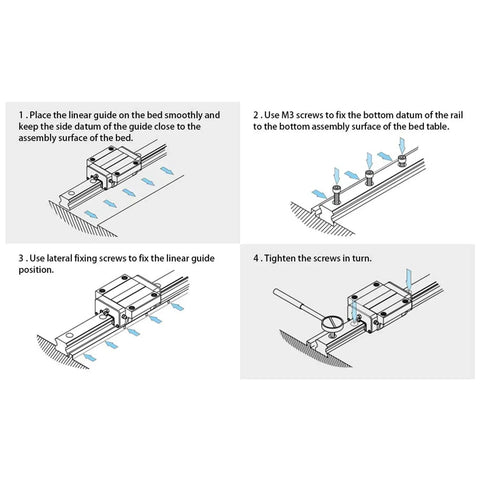 Installation guide for MGN12H 200MM Linear Guide Rail With Dual Carriage Blocks for 3D Printers and CNC Machines.