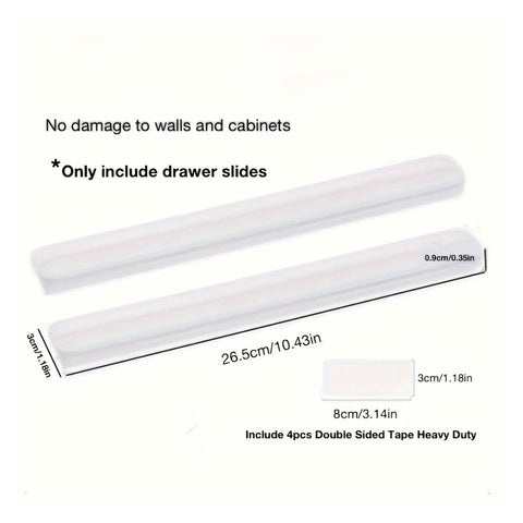Quiet Drawer Slides With Punch Free Track System And Side Mount Rails Easy No Drill Installation for cabinet storage, 2 pcs.